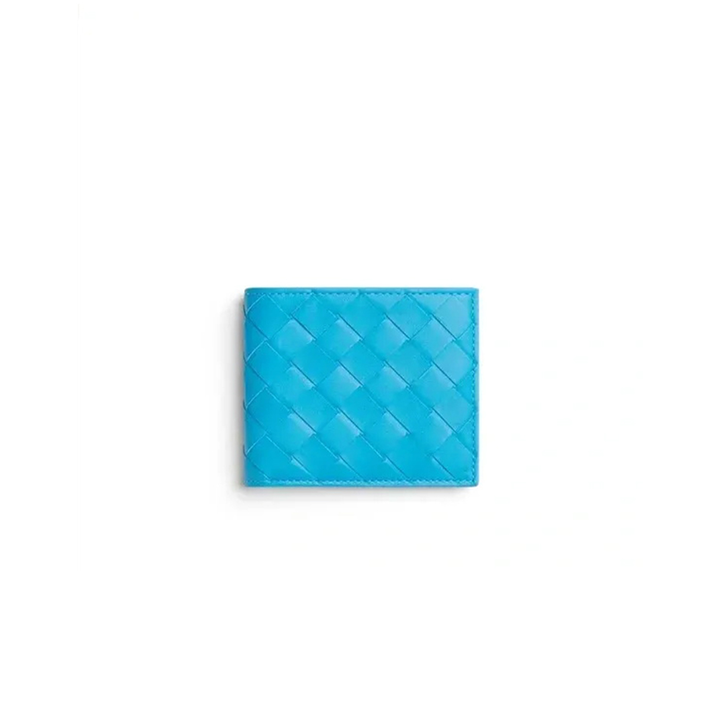 BOTTEGA VENETA INTRICIATO LEATHER BI-FOLD WALLET POOL BLUE 605722 (11*9.5*1cm)